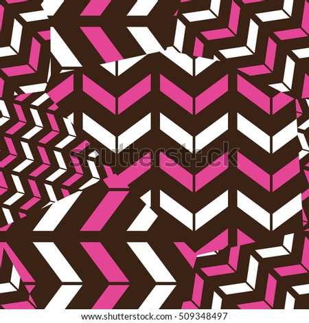 Seamless Modern Stripped Pattern. Colorful Vector Background. Mix of Chevrons