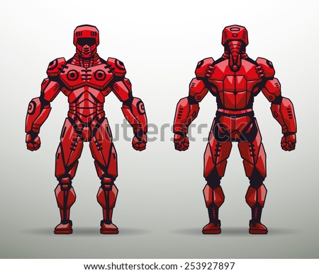 Red Cyborg soldier, vector