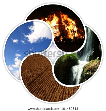 The Four Elements Of Nature: Fire, Water, Earth, Air Stock Photo ...