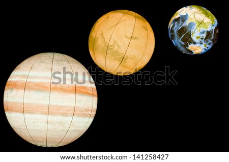Planets of Solar System: earth, mars, jupiter