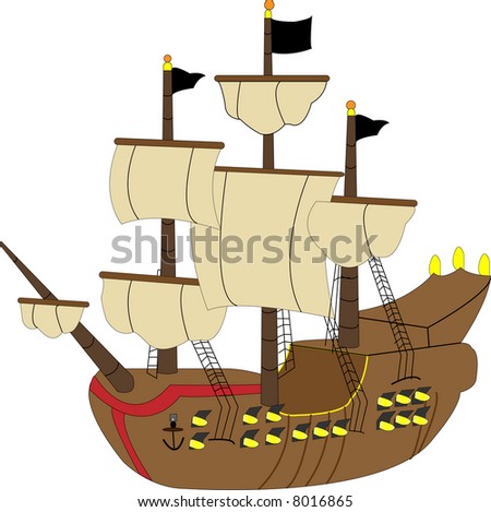 Old Pirate-Ship Stock Vector Illustration 8016865 : Shutterstock