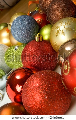 background filled with colorful christmas balls