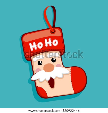 Stock vector of Santa Claus Christmas hanging socks decoration