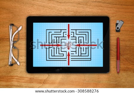 digital touch pad with maze on screen