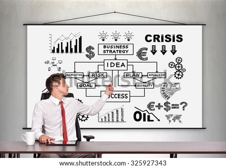 businessman showing a business idea concept  on poster