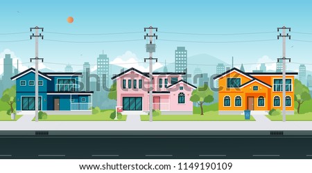 Similar – Image, Stock Photo Power lines with street lighting on a line pole in the evening in Adapazari, Sakarya province, Turkey