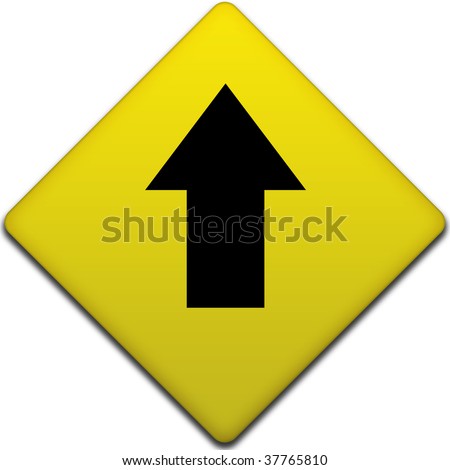 Black Arrow Pointing Up On A Yellow Road Sign Stock Photo 37765810 ...