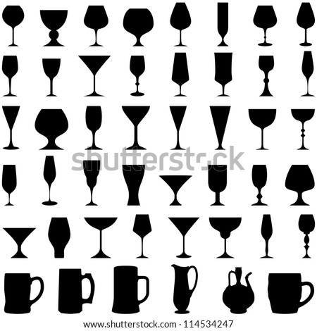 Wine And Beer Glass Silhouettes Stock Vector Illustration 114534247 ...