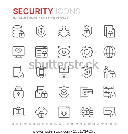 Collection of internet security related line icons. 48x48 Pixel Perfect. Editable stroke