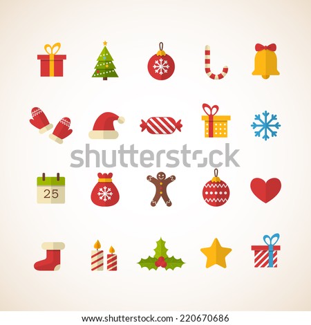Set of flat Christmas icons