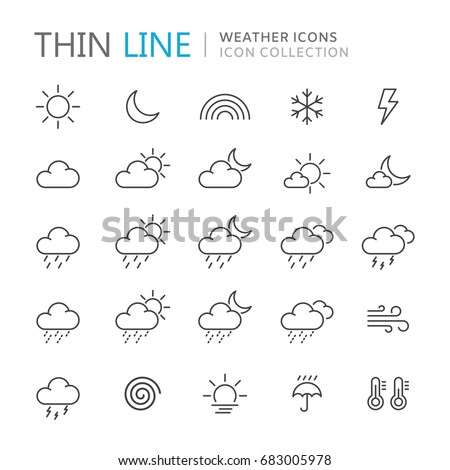 Collection of weather thin line icons