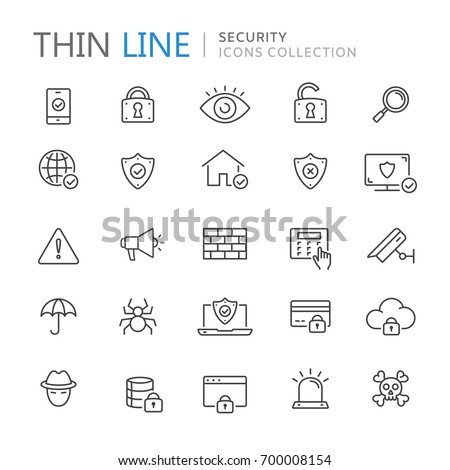 Collection of security thin line icons