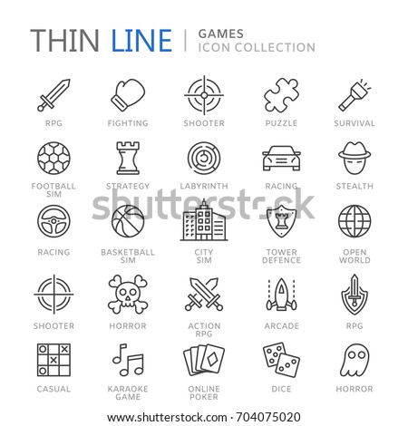 Video game genres thin ine icons