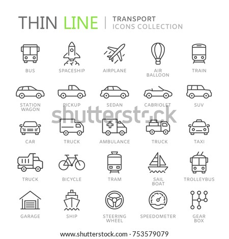 Collection of transport line icons. Vector eps8