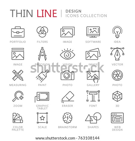 Collection of design thin line icons