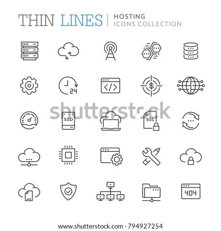 Collection of hosting thin line icons. Vector eps 8
