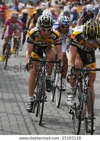 KUALA LUMPUR, MALAYSIA - February 15:  Cyclists pedal their way at the final stage of le Tour de Langkawi in Kuala Lumpur, Malaysia on February 15, 2009.