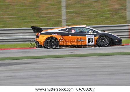 SEPANG, MALAYSIA-SEPT 16: Asia Pacific Arrows Racing driver in Lamborghini LP560 car in action at GT Class qualifying of Malaysia Merdeka Endurance Race (MMER) 2011 in Sepang on September 16, 2011
