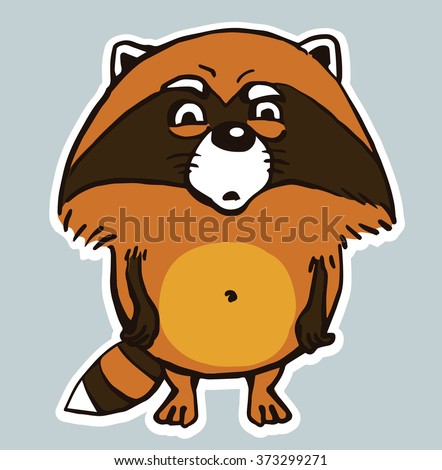 Icon Sticker Sad Raccoon. Cartoon. Vector. Characters. Isolated Objects ...