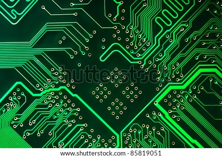 green computer circuit board close up