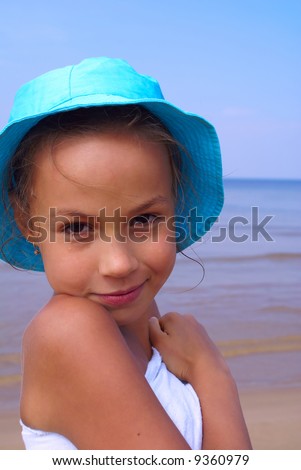 Cheerful Preteen Girl On A Beach Stock Photo 9360979 : Shutterstock