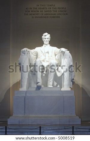 Abraham Lincoln Statue in the Lincoln Memorial at night, Washington, DC