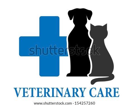 Blue Veterinary Symbol With Cross And Pets Stock Vector Illustration ...