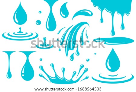 water drop, splash and spray set icons 商業照片 © 