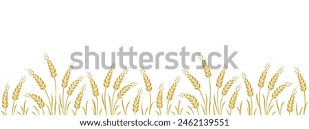 Hand drawn food seamless pattern, background, label with wheat, oat, barley, rye, wheat ears stalks silhouette