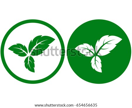 eco sign with three green leaves icon