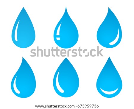 abstract set of blue water drop icons on white background