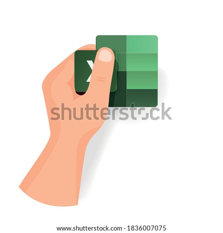 Hand keep new Excel icon from popular program office microsoft. Vector separate icons	
