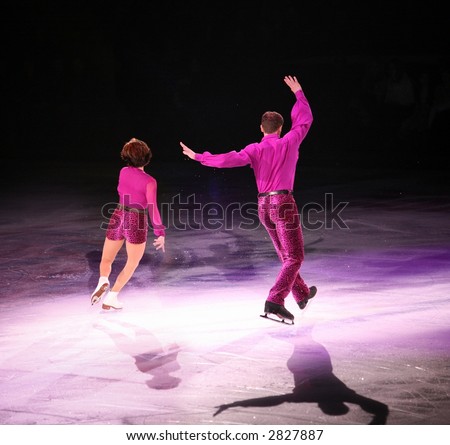 Professional man and woman figure skaters performing at Stars on ice show
