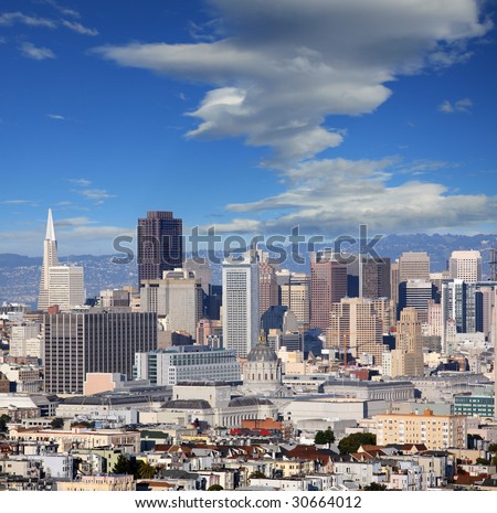 Square shot of a city of San Francisco