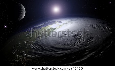 scene earth and moon Executed in 3 D