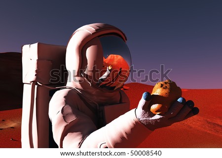 scene of the astronaut on mars