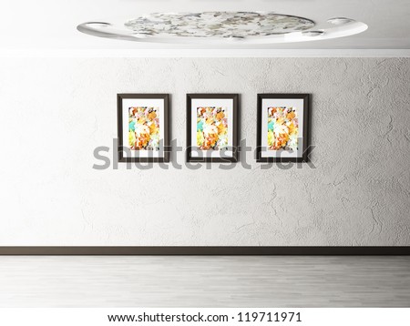 three nice pictures on the wall, rendering