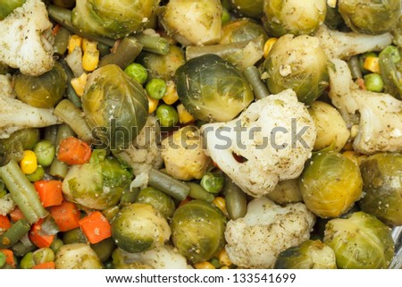 preparation of boiled vegetables in a double boiler
