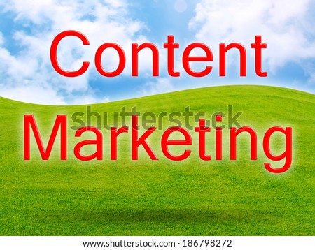 Content Marketing of green fresh grass under blue sky