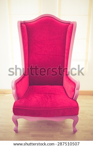 Red sofa with filter effect retro vintage style