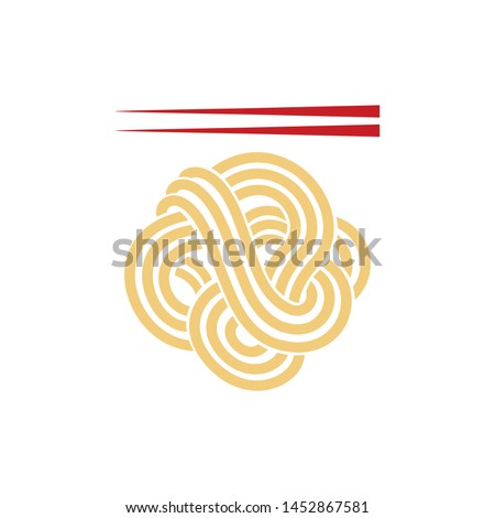
Vector illustration of ingredients for asian soup isolated on white. Noodle and chopsticks. Logo for cafe and restorant. 商業照片 © 