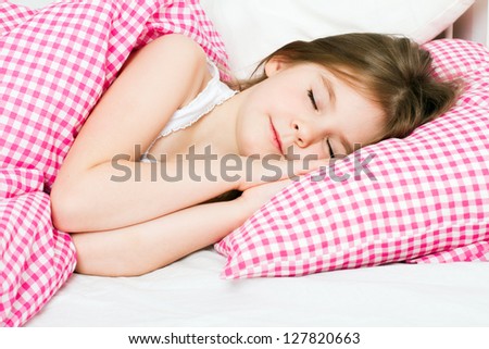 Little Girl Sleeping In Bed Stock Photo 127820663 : Shutterstock