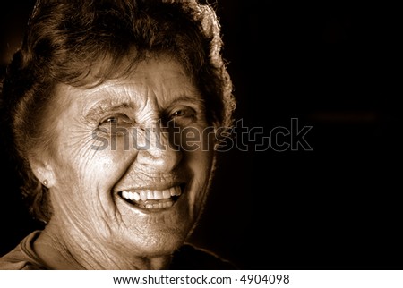 Sepia Grandmother on Black