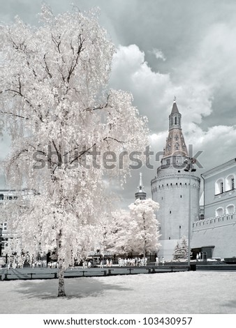 Infrared photo. Streets and area in the Moscow city