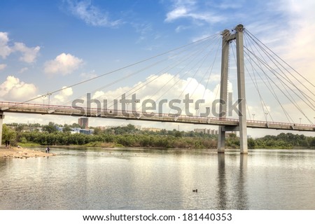 Bridge to the island Tatyshev, Krasnoyarsk