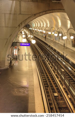 FRANCE, PARIS   April 30.2014: Station metro Cite, urban Infrastructure