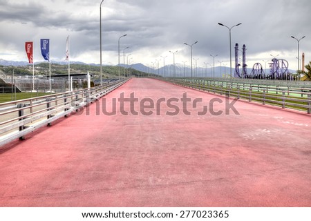 CAUCASUS, SOCHI, RUSSIA - April 27.2015: Olympic objects of winter Olympic games 2014 yearBike Path