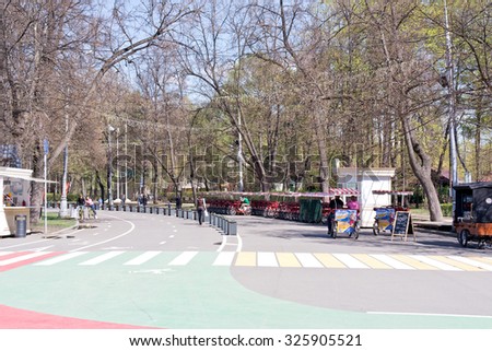 MOSCOW, RUSSIA - May 05.2015: Oldest recreation Sokolniki Park in the city. An avenue is in a park
