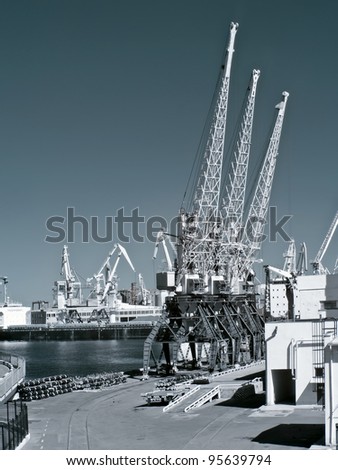 The landscape of marine port is in city Odesa. Infra-red photo