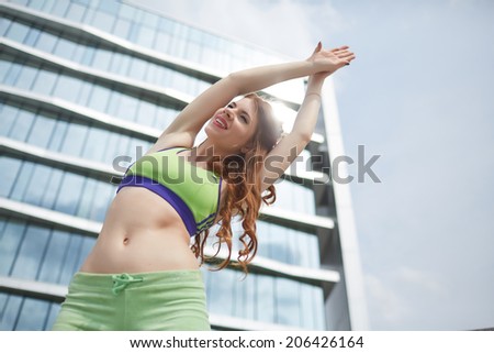 one woman sports at the street
